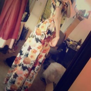 floral high low off-shoulder romper/dress